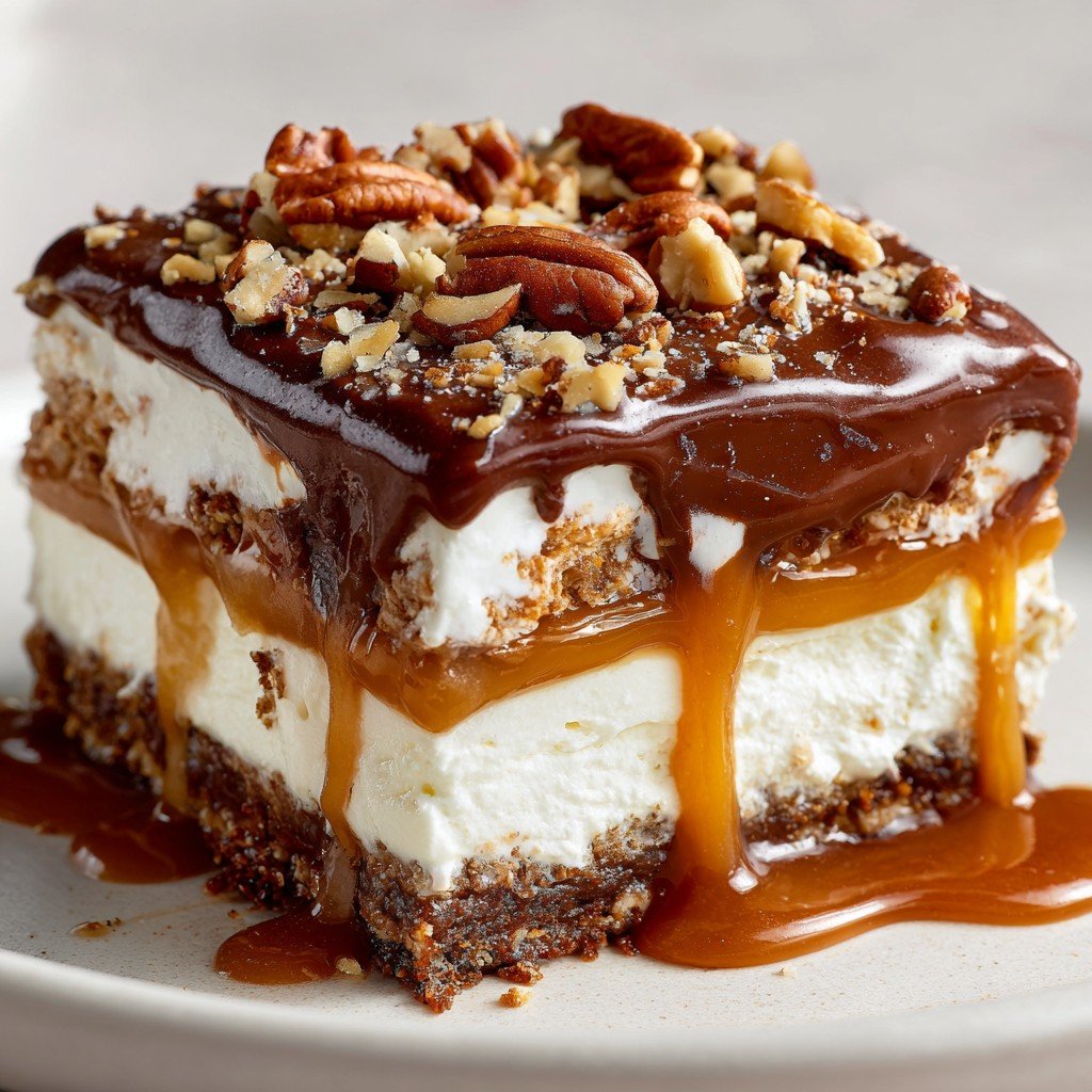 3-Layer No-Bake Turtle Lasagna Dessert