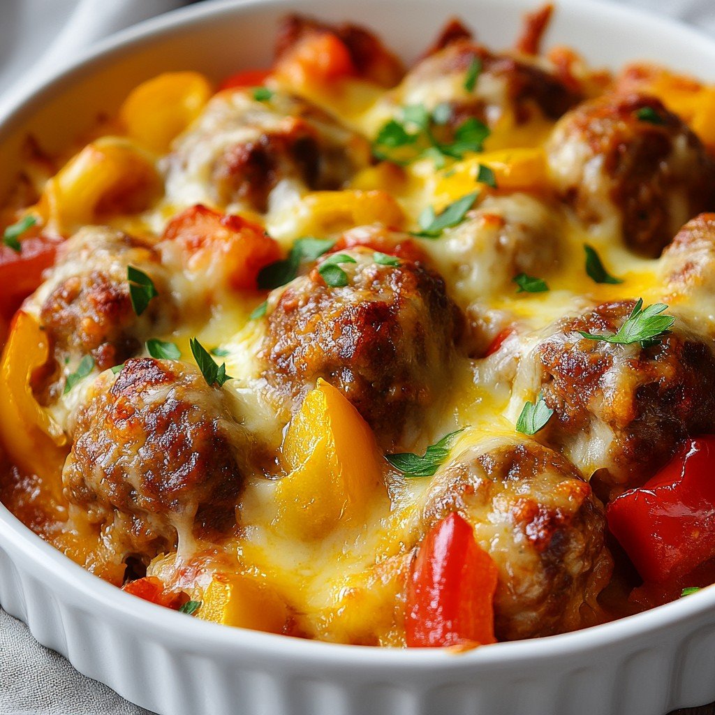 4-Ingredient Keto Italian Sausage & Peppers Casserole