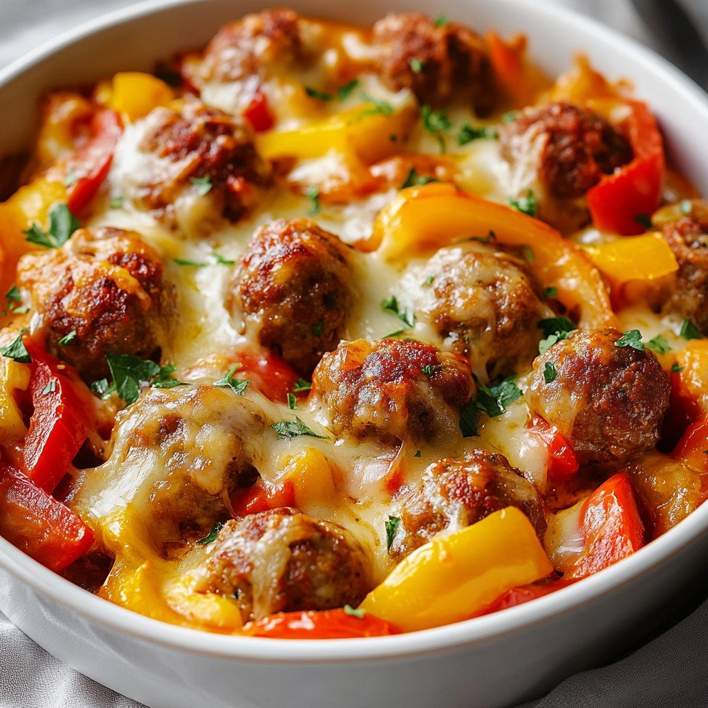 4-Ingredient Keto Italian Sausage & Peppers Casserole