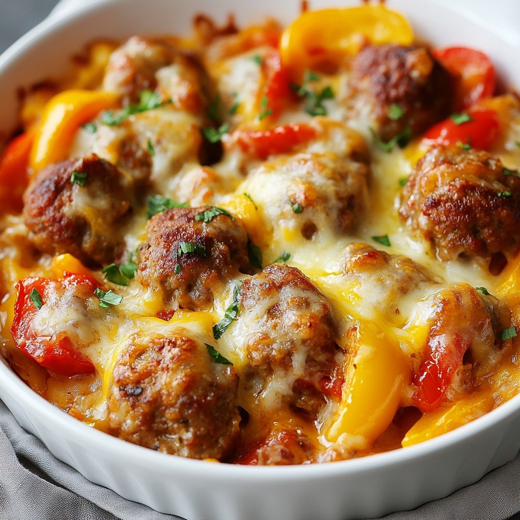 4-Ingredient Keto Italian Sausage & Peppers Casserole