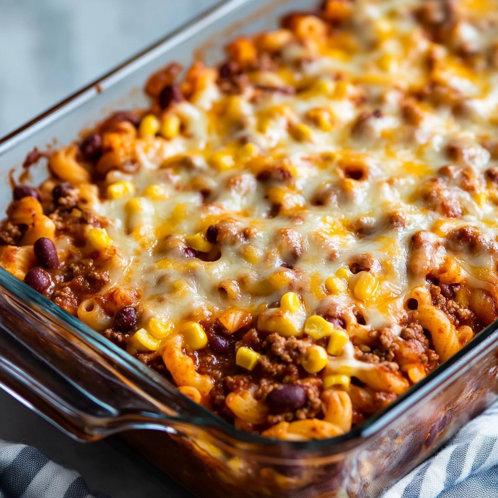 5-Ingredient Baked Chili Mac Casserole