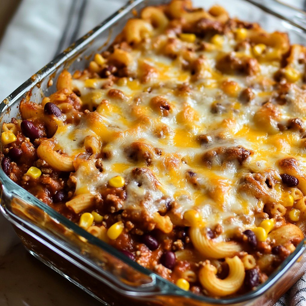 5-Ingredient Baked Chili Mac Casserole