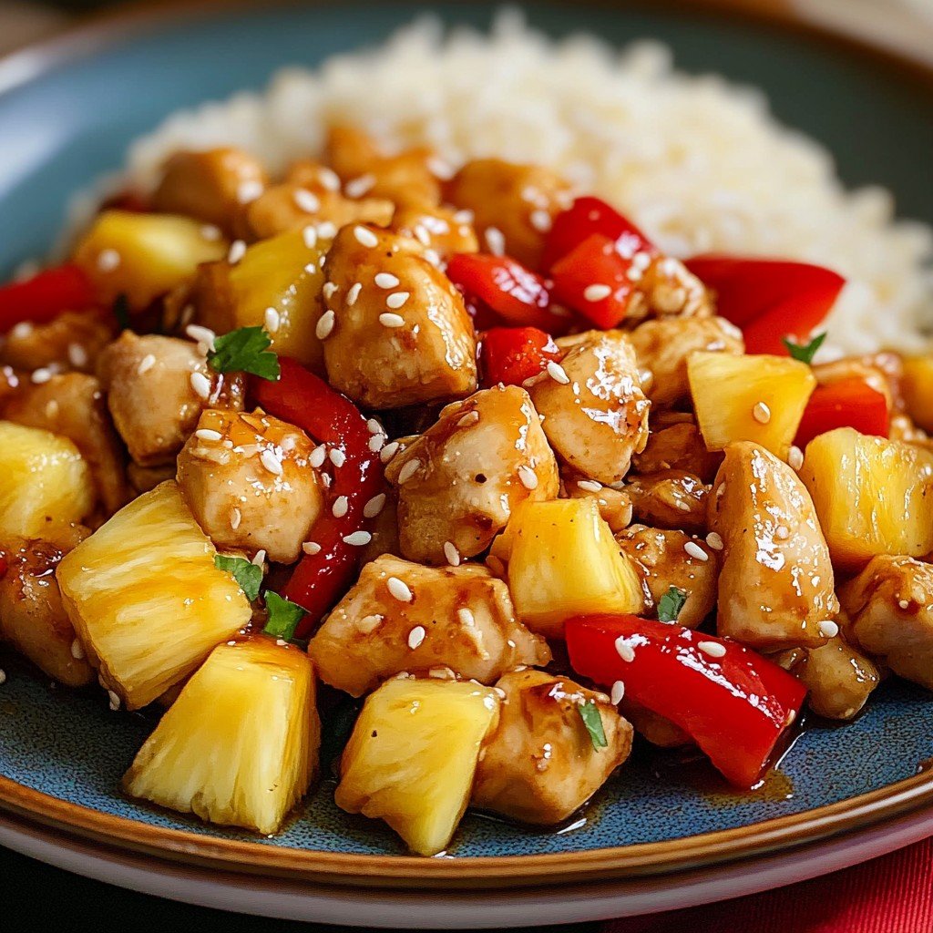 5-Ingredient Pineapple Chicken and Rice Skillet Dinner