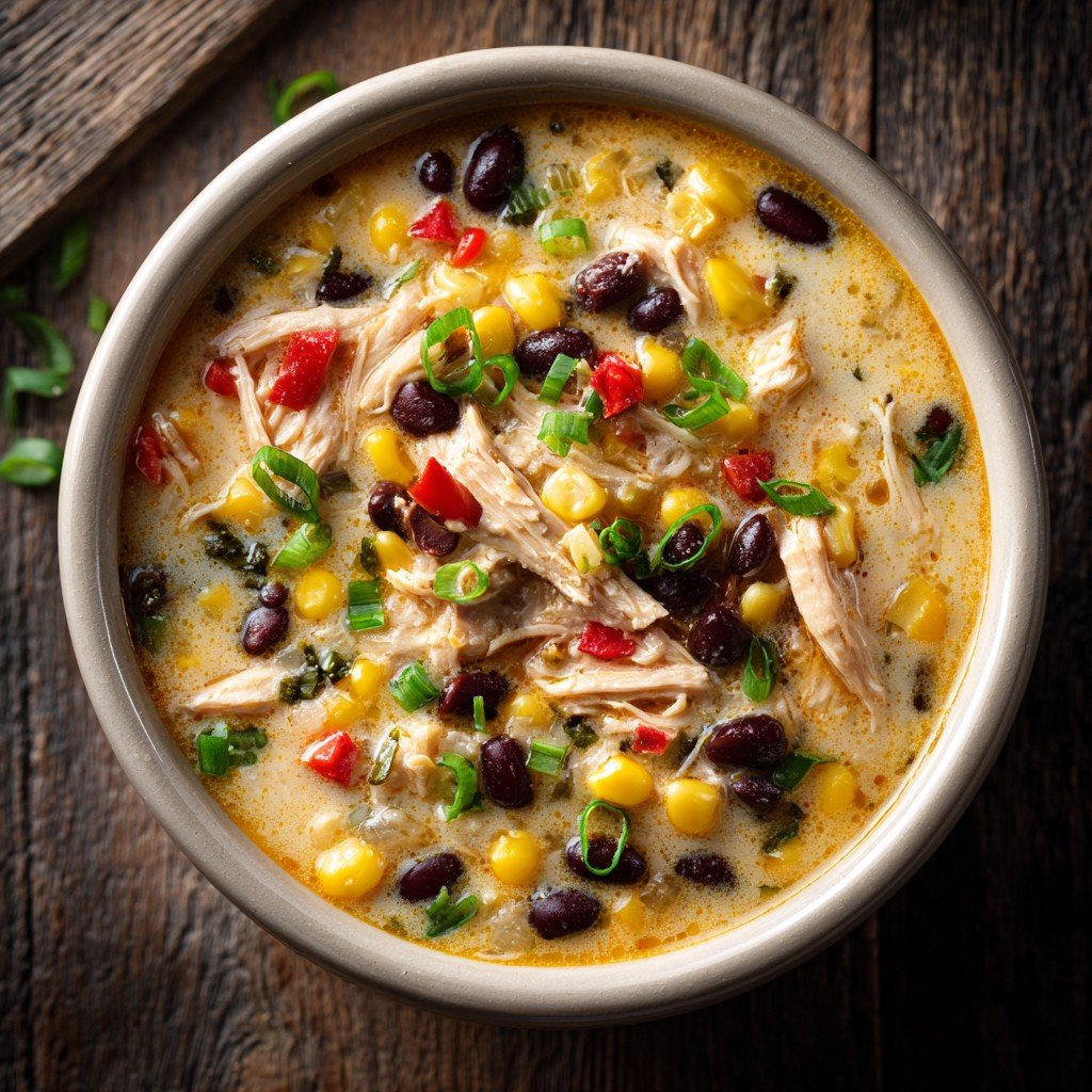 5-Ingredient Thick White Chicken Chili with Black Beans