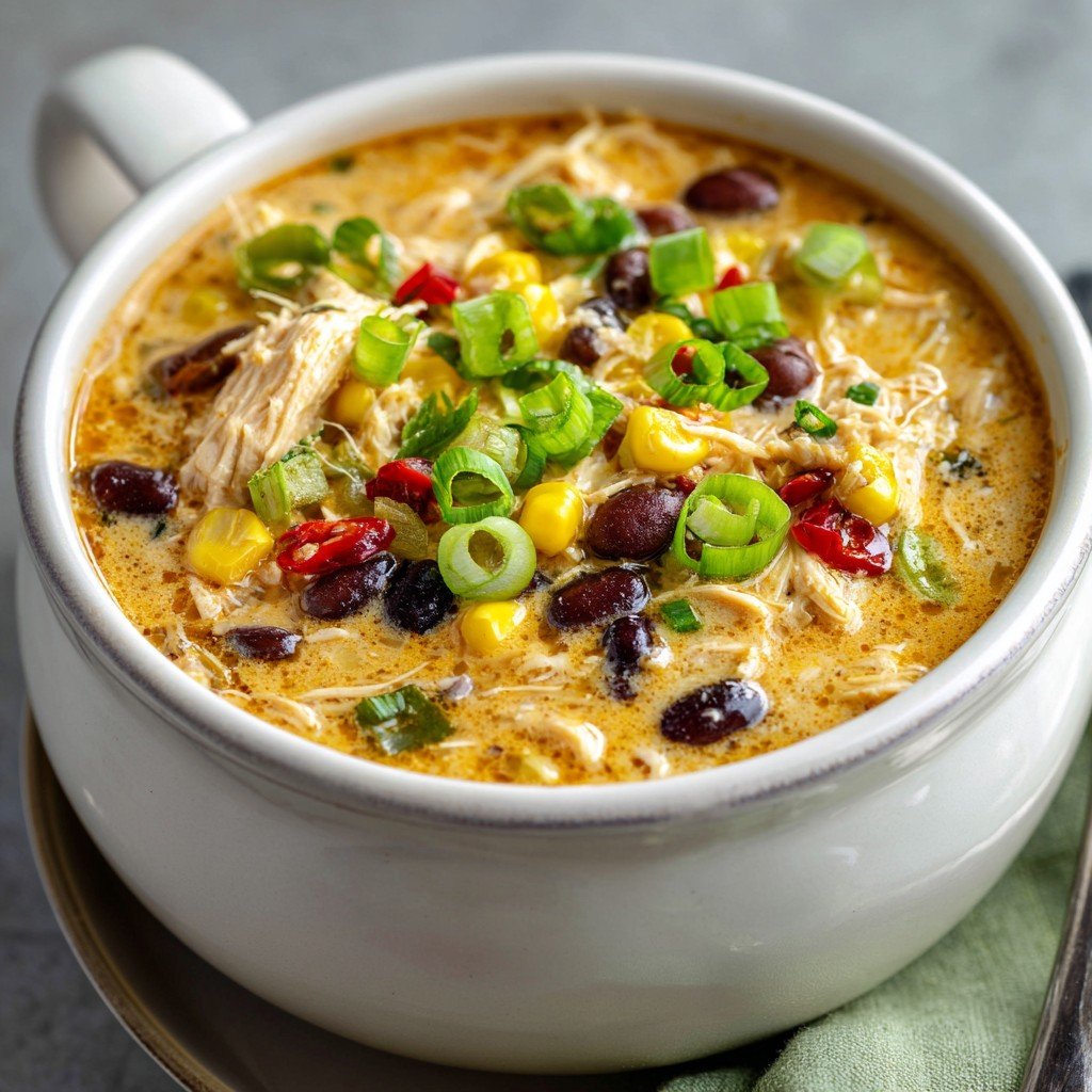5-Ingredient Thick White Chicken Chili with Black Beans