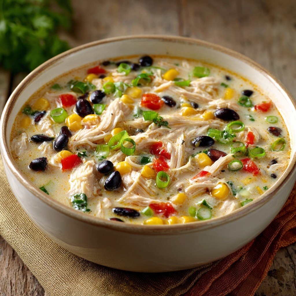 5-Ingredient Thick White Chicken Chili with Black Beans