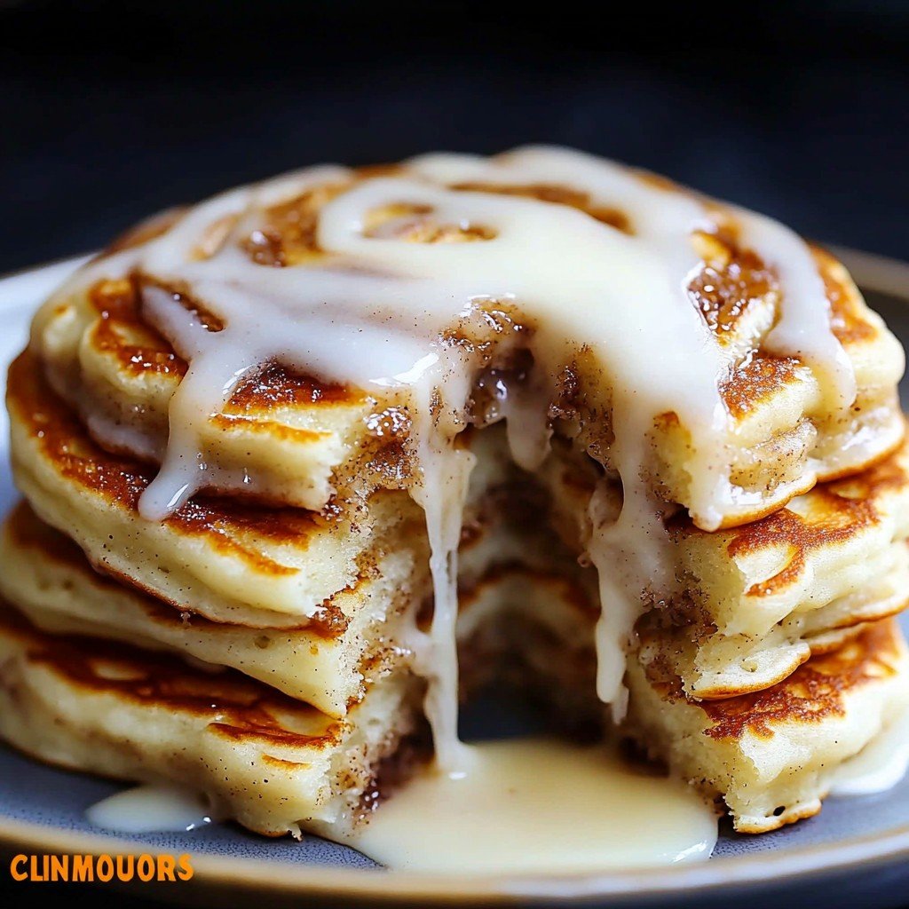 6-Ingredient Fluffy Cinnamon Roll Pancakes