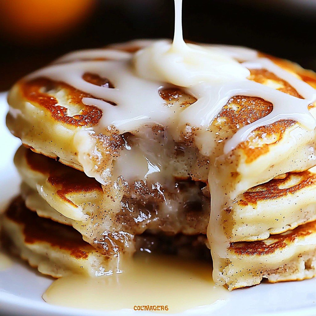 6-Ingredient Fluffy Cinnamon Roll Pancakes