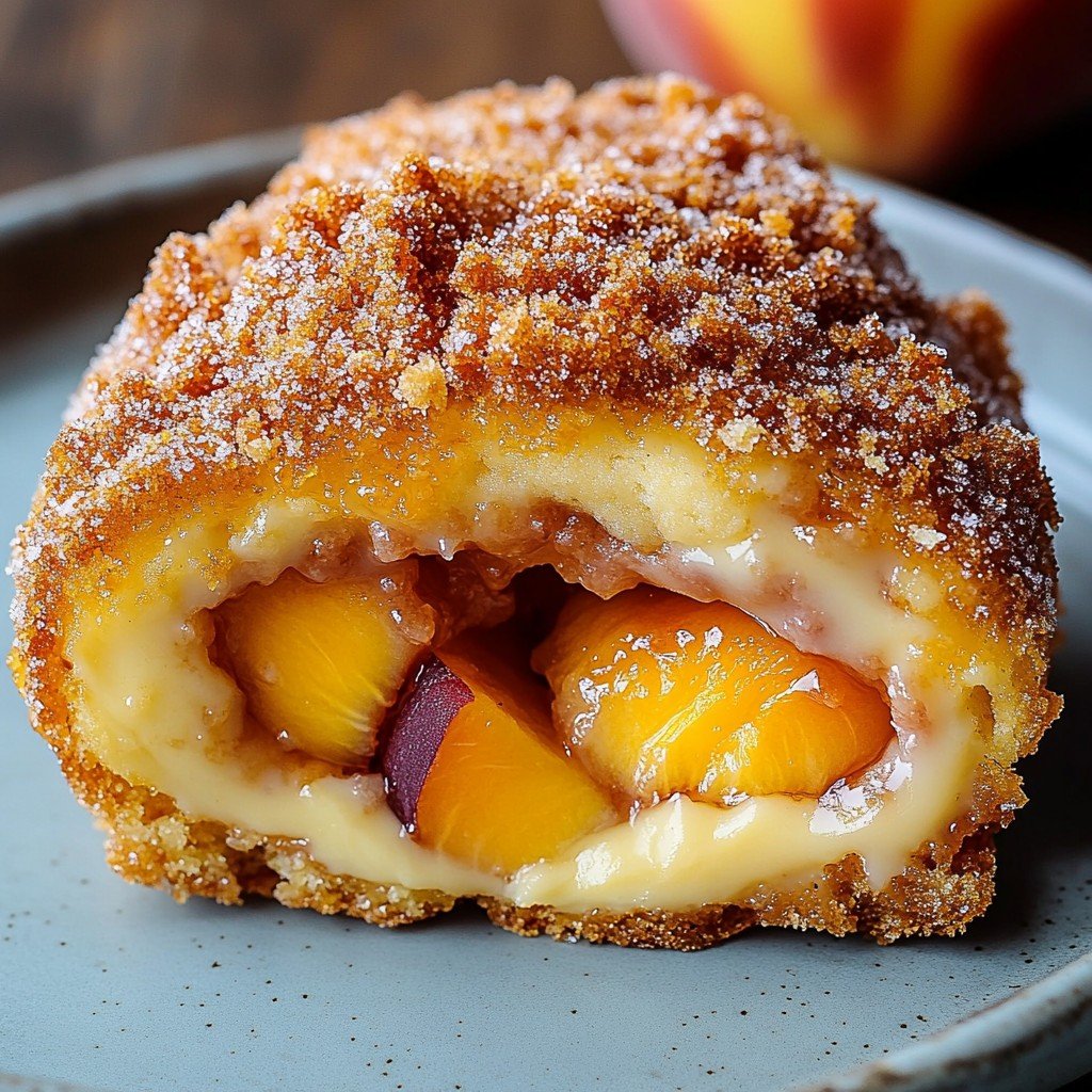 6-Ingredient Peach Cobbler Cheesecake Donuts Dessert