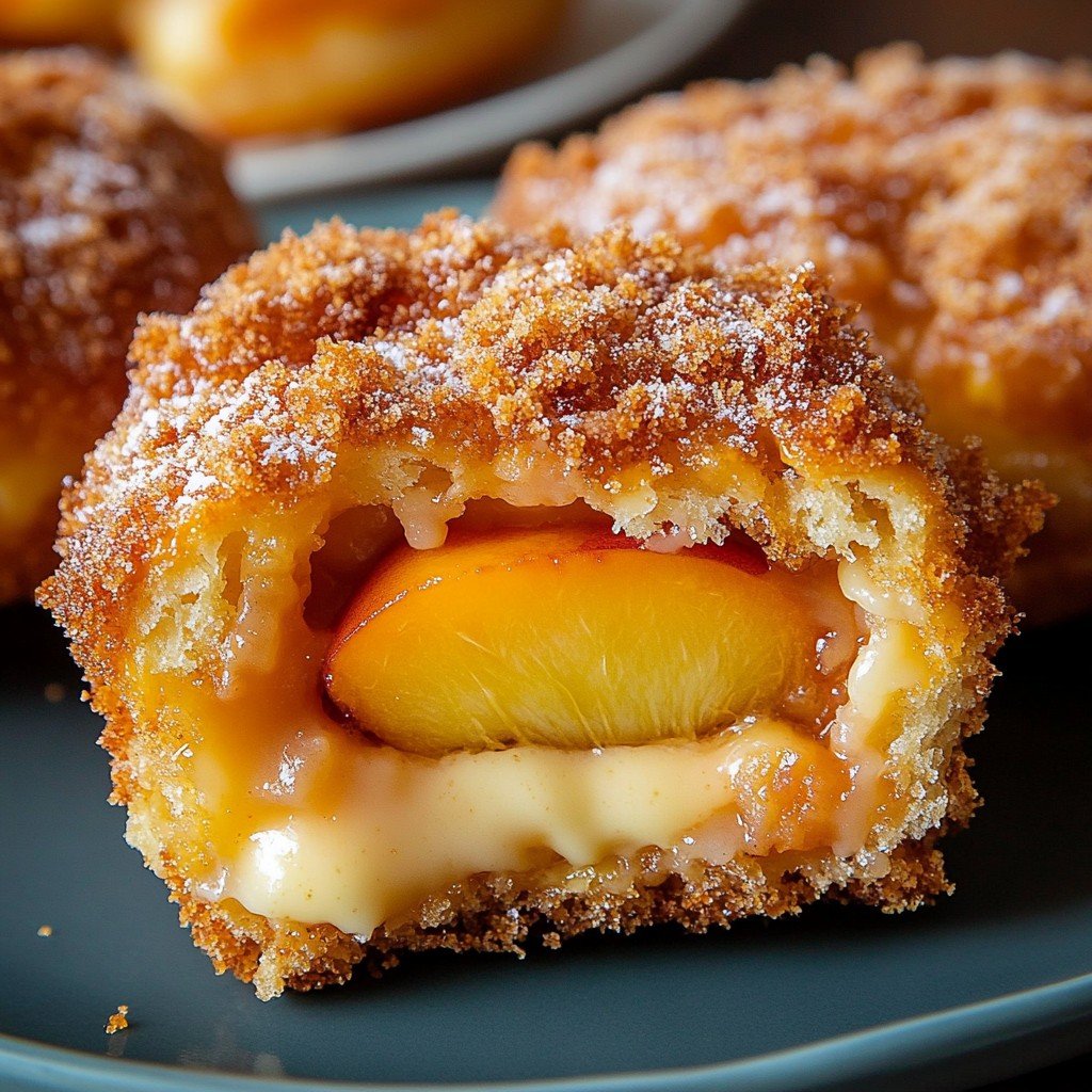 6-Ingredient Peach Cobbler Cheesecake Donuts Dessert