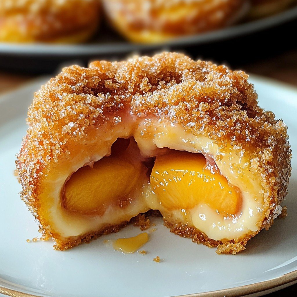 6-Ingredient Peach Cobbler Cheesecake Donuts Dessert
