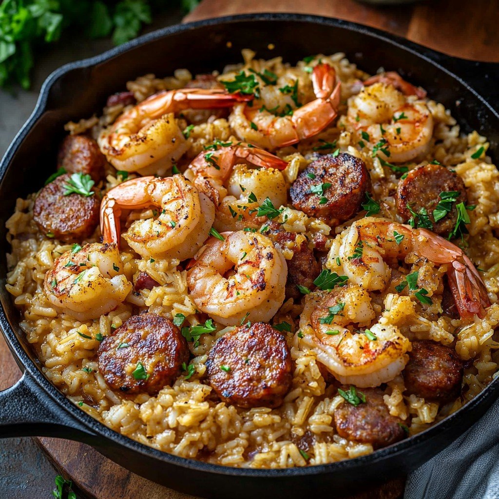 Cajun Shrimp and Sausage Rice Skillet