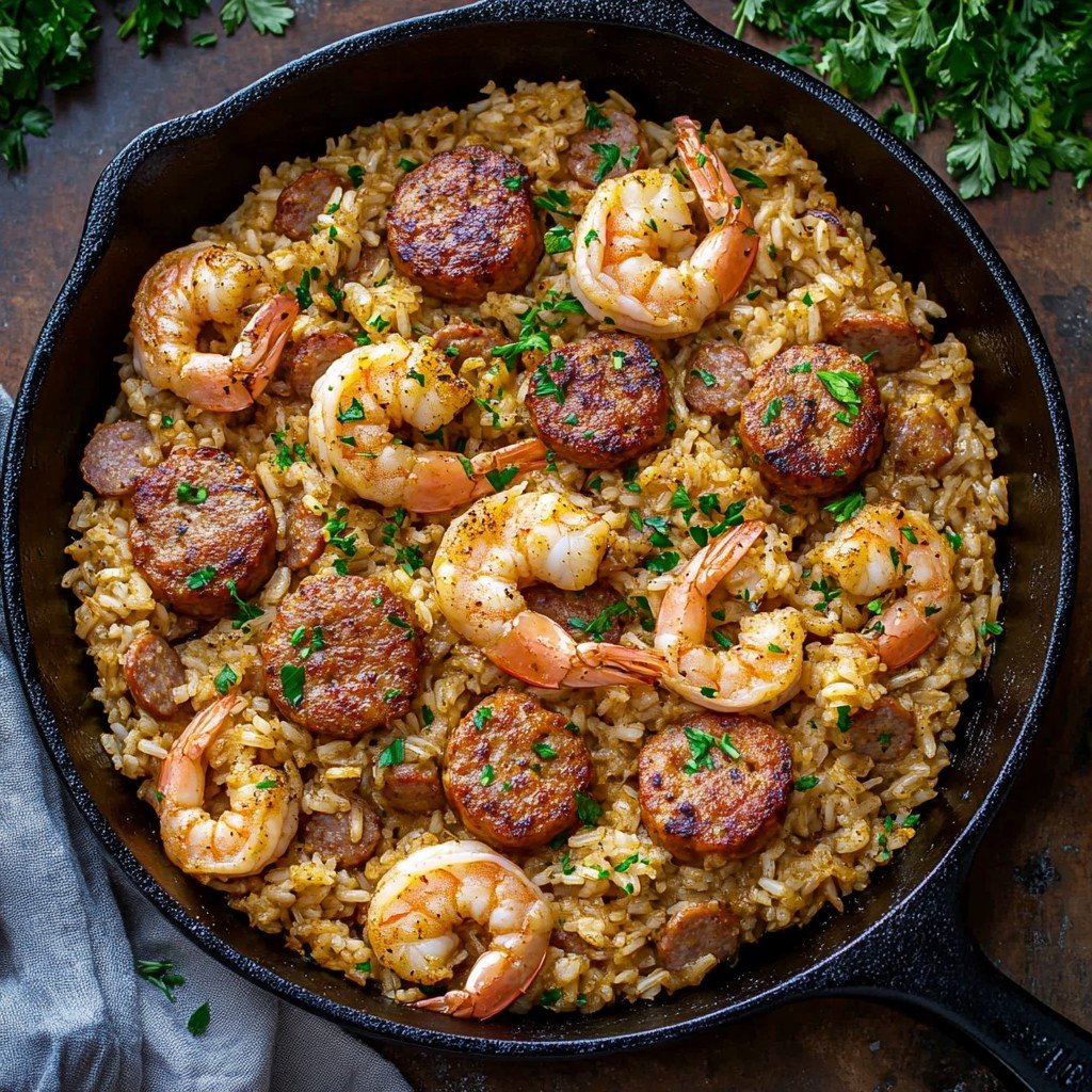 Cajun Shrimp and Sausage Rice Skillet