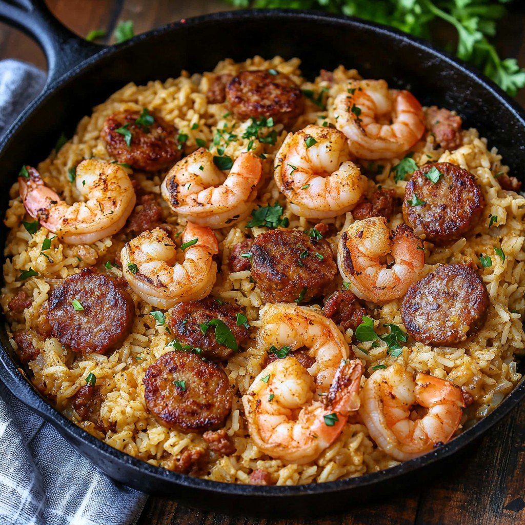 Cajun Shrimp and Sausage Rice Skillet