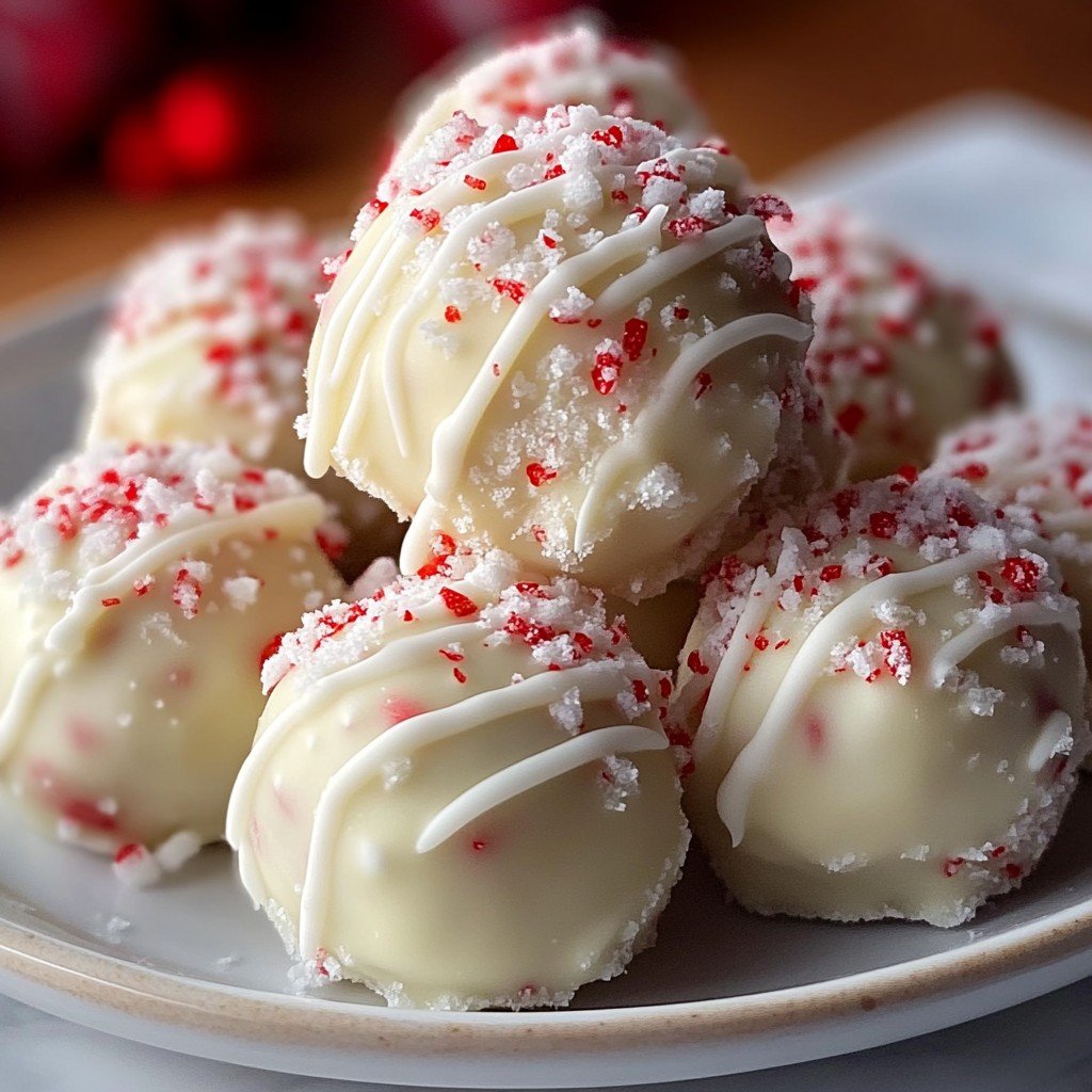 Candy Cane Fudge Snowballs