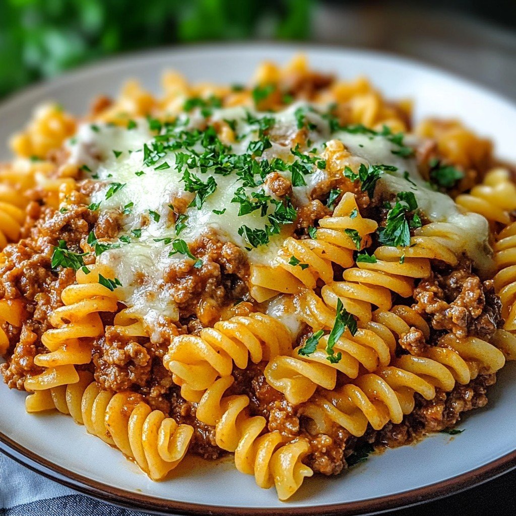 Cheesy Ground Beef Pasta