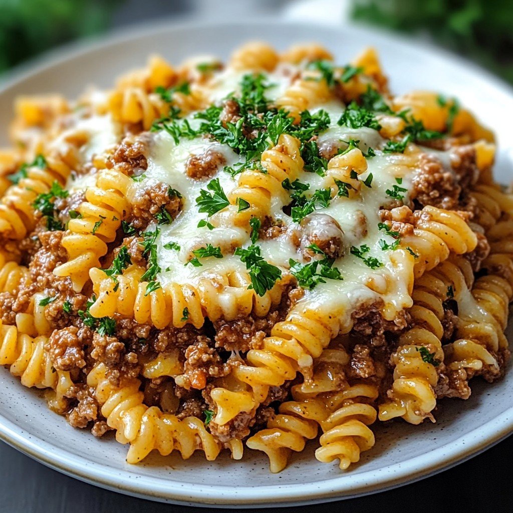 Cheesy Ground Beef Pasta