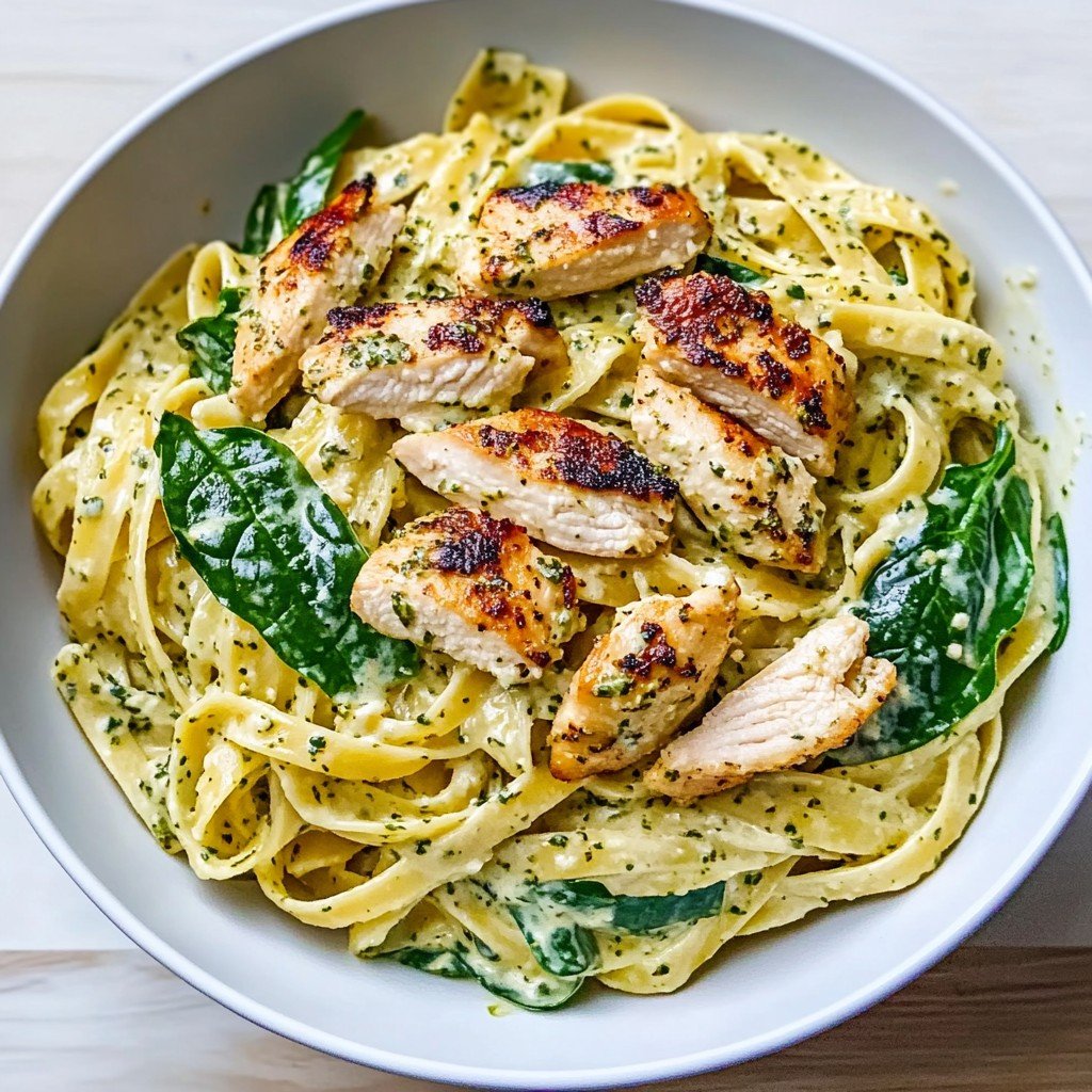 Chicken Pesto Spinach Pasta Easy Dinner