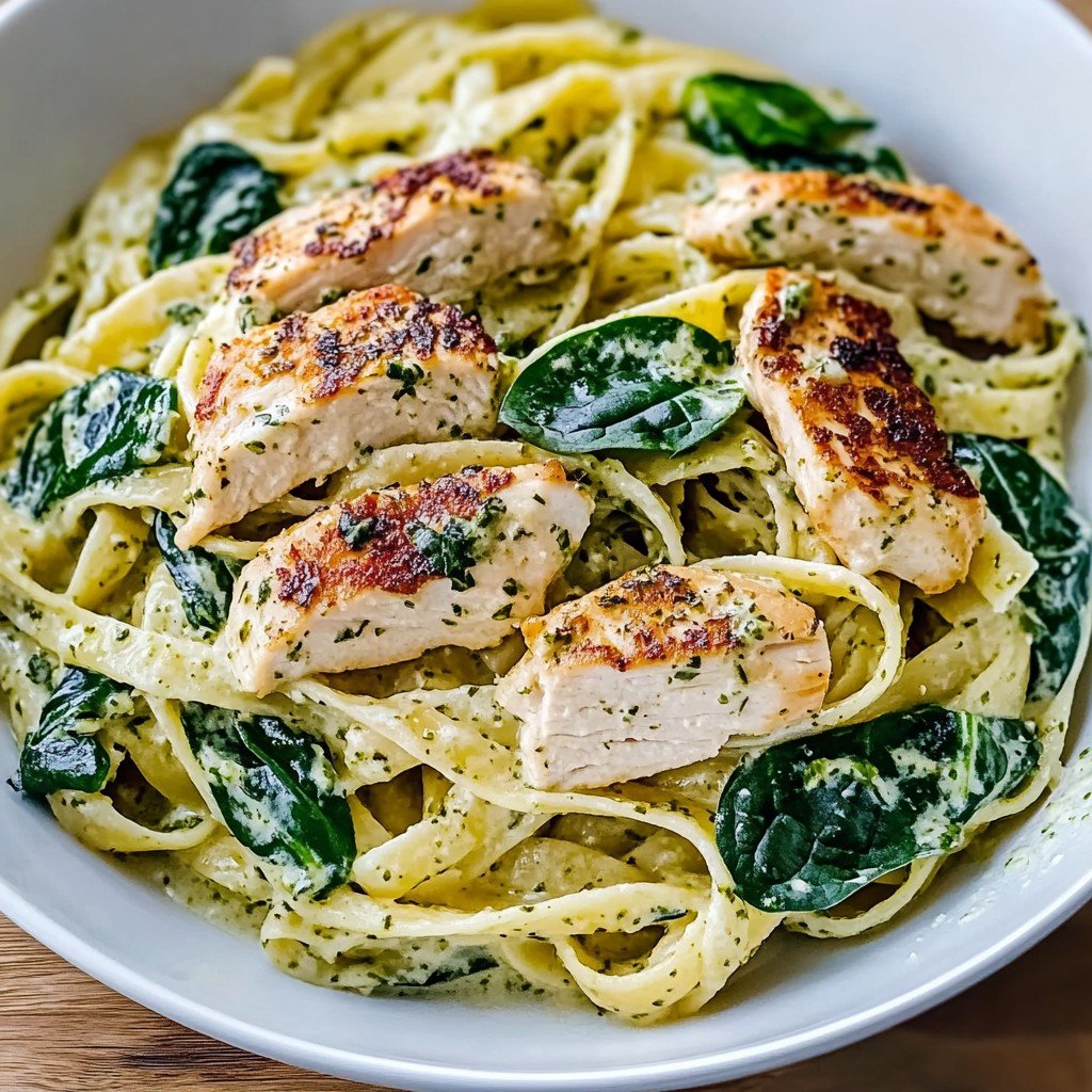 Chicken Pesto Spinach Pasta Easy Dinner