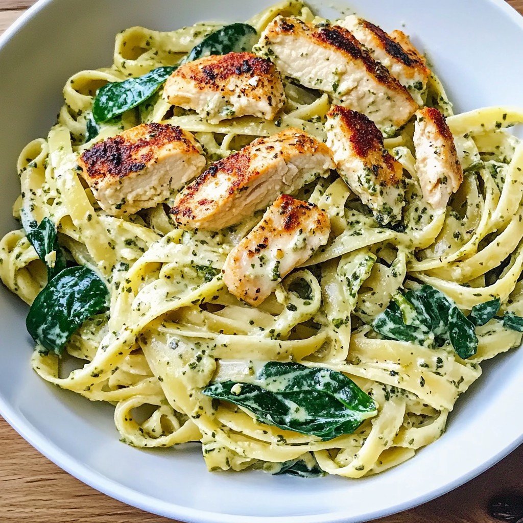 Chicken Pesto Spinach Pasta Easy Dinner