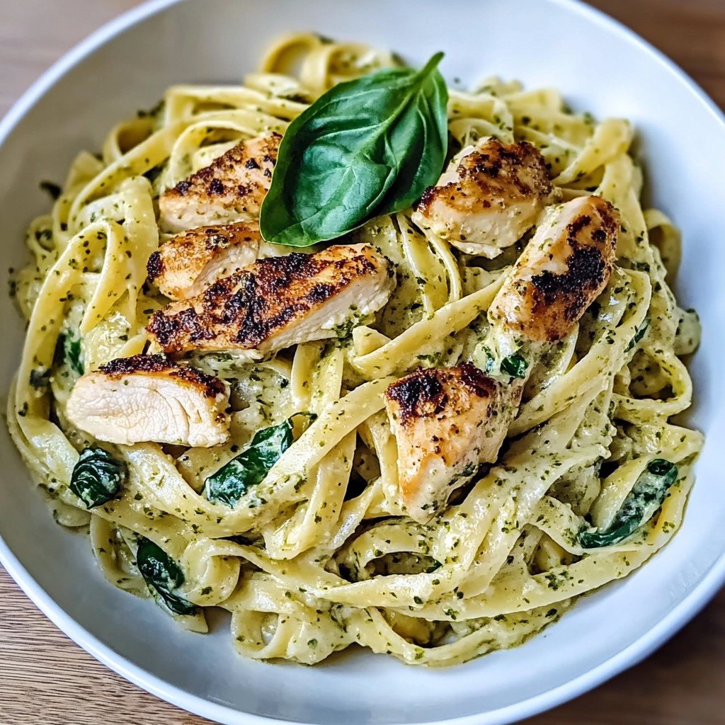 Chicken Pesto Spinach Pasta Easy Dinner