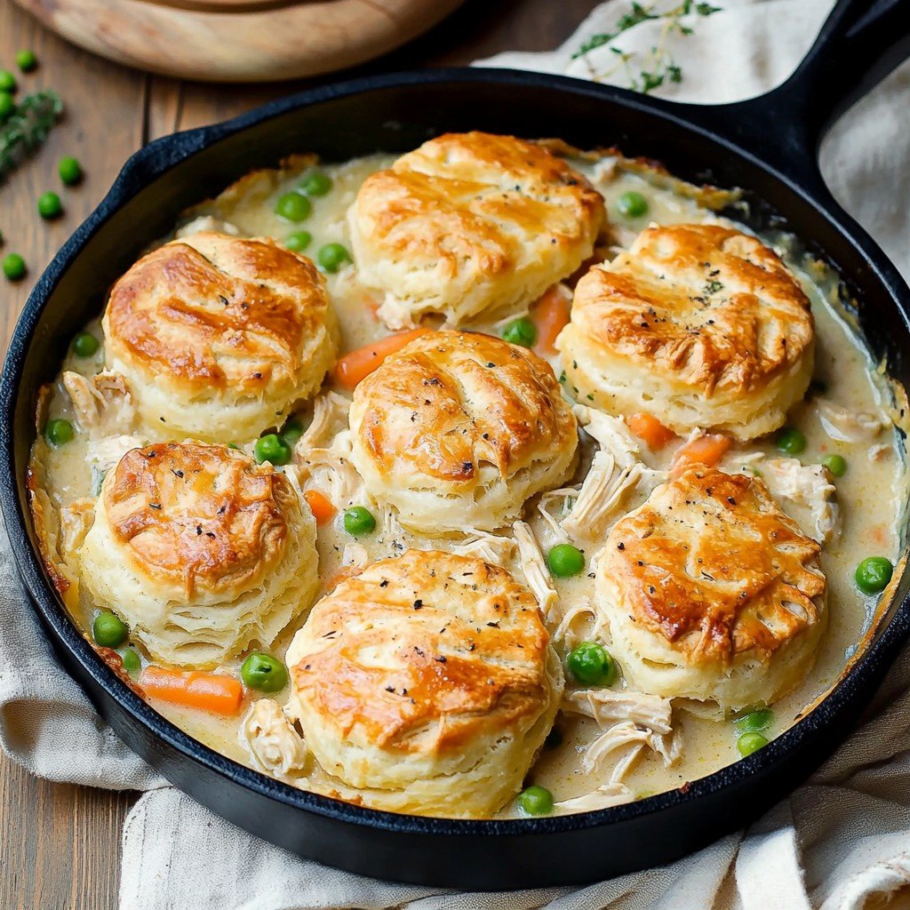 Chicken Pot Pie with Garlic Butter Biscuits