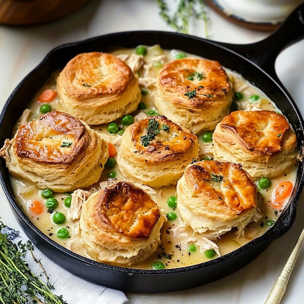 Chicken Pot Pie with Garlic Butter Biscuits