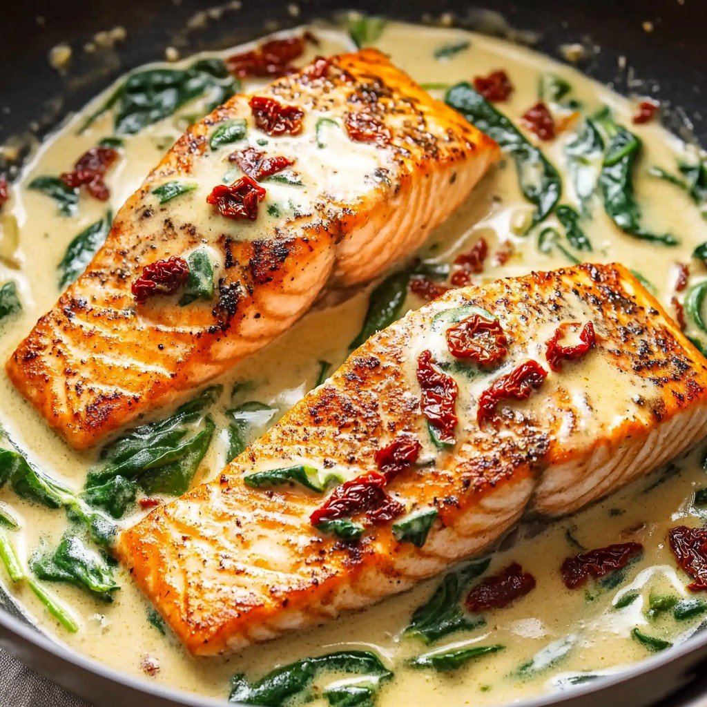 Creamy Tuscan Salmon with Sun-Dried Tomatoes