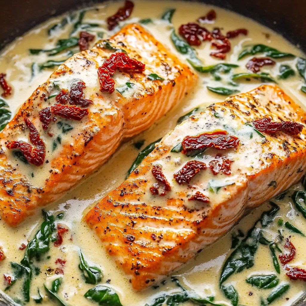 Creamy Tuscan Salmon with Sun-Dried Tomatoes