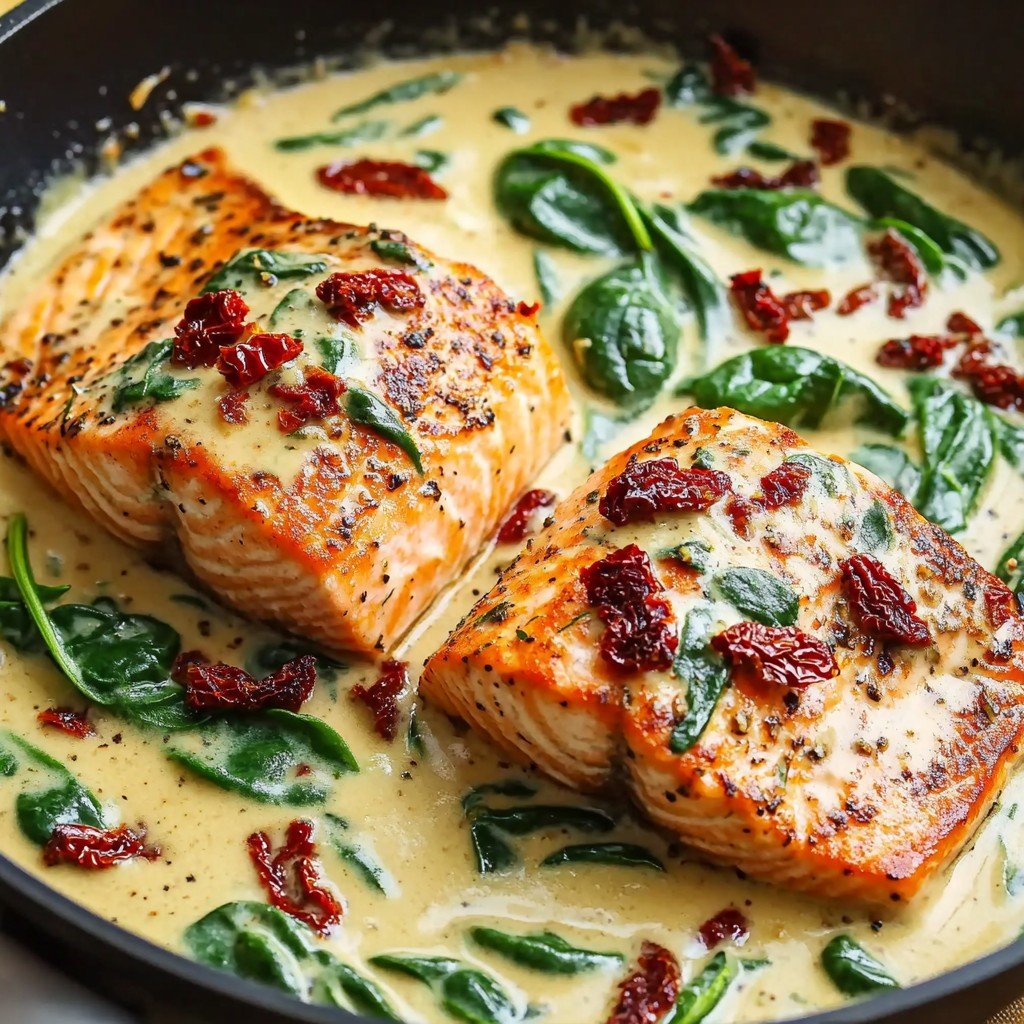 Creamy Tuscan Salmon with Sun-Dried Tomatoes