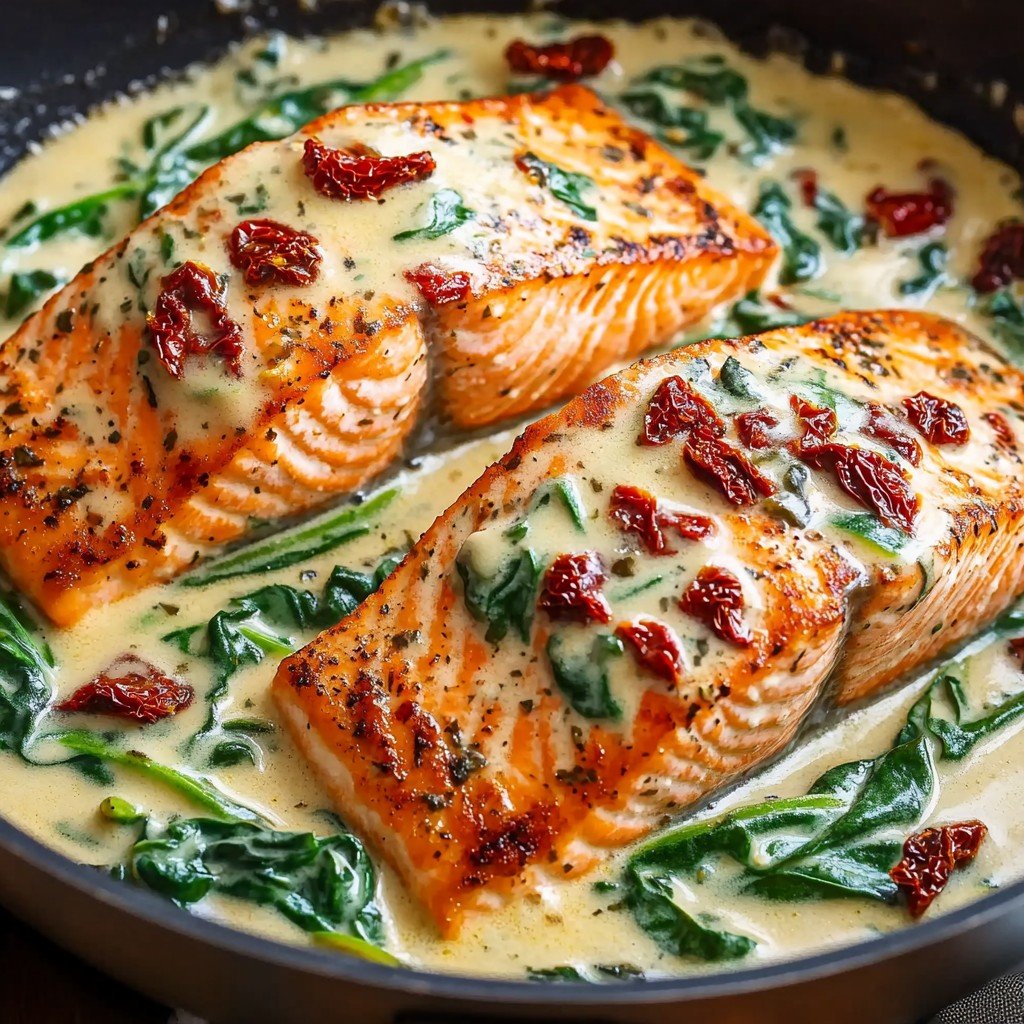 Creamy Tuscan Salmon with Sun-Dried Tomatoes
