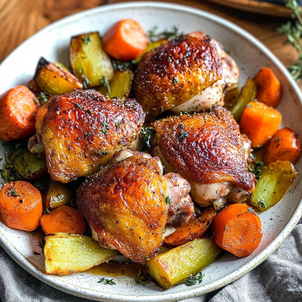 Crispy Roasted (Bone-In) Chicken Thighs With Veggies