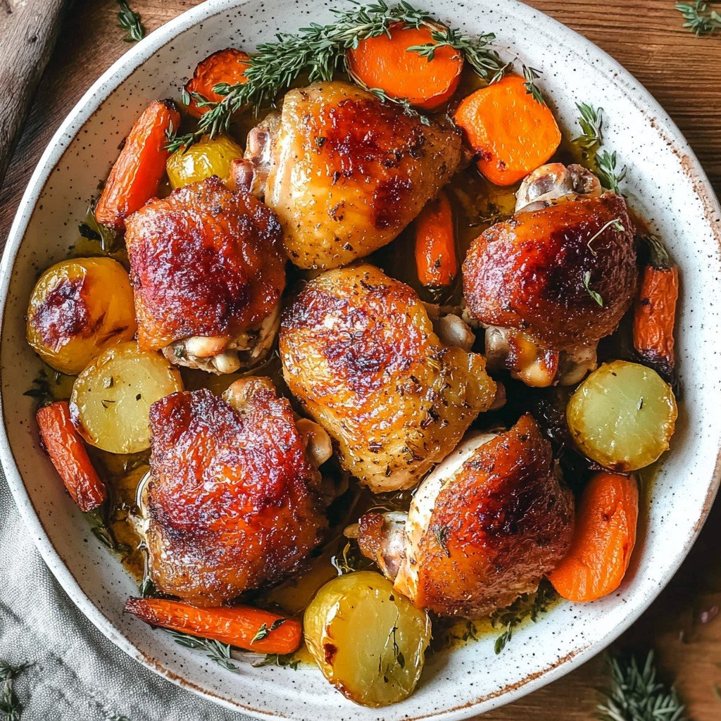 Crispy Roasted (Bone-In) Chicken Thighs With Veggies
