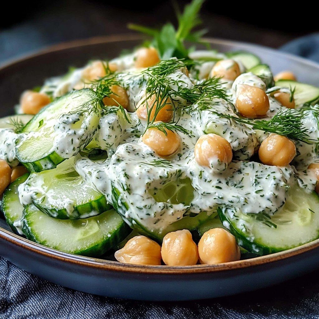 Fresh Vegan Tzatziki Chickpea Salad Spring Food Idea