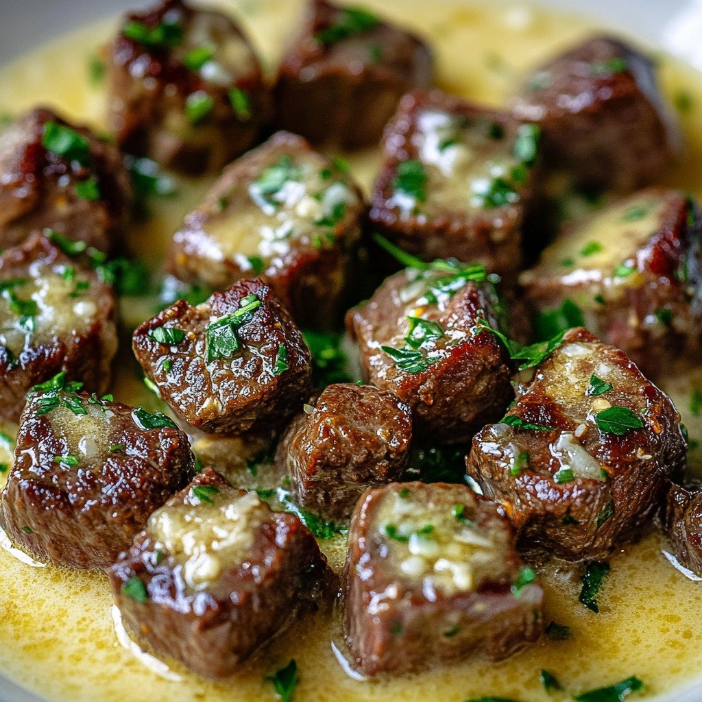 Garlic Butter Steak Bites with Parmesan Sauce