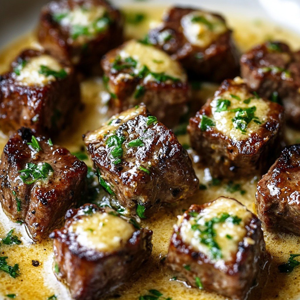 Garlic Butter Steak Bites with Parmesan Sauce