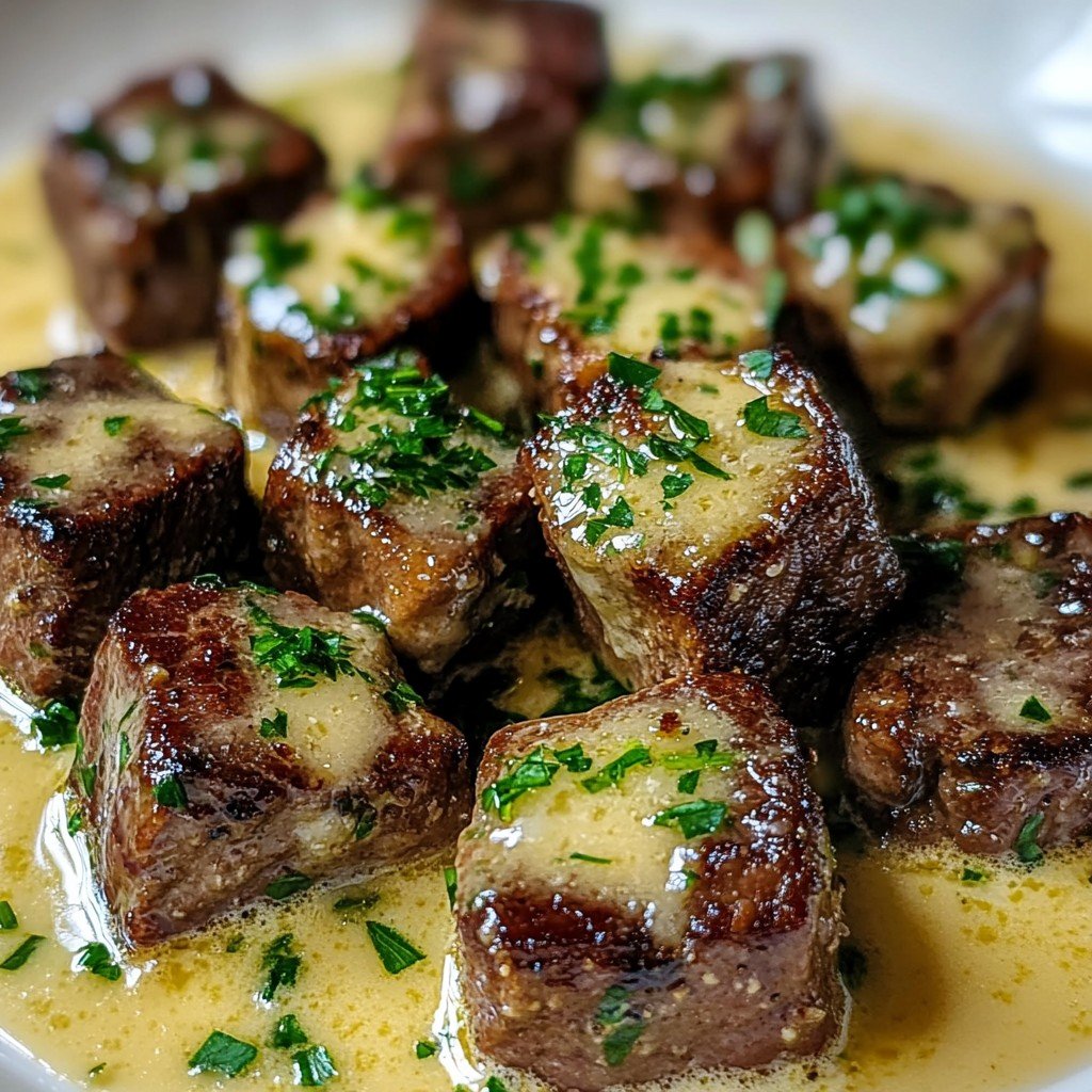 Garlic Butter Steak Bites with Parmesan Sauce