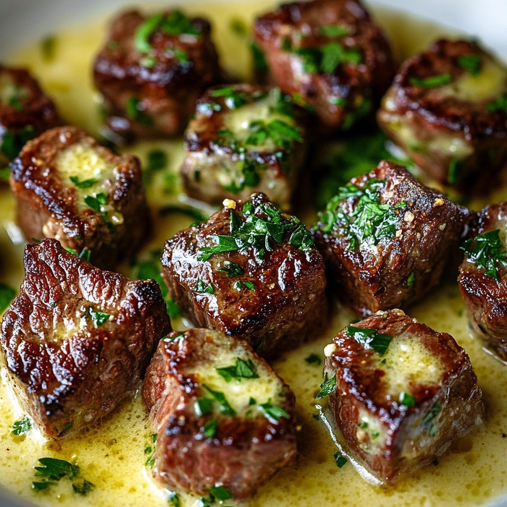 Garlic Butter Steak Bites with Parmesan Sauce