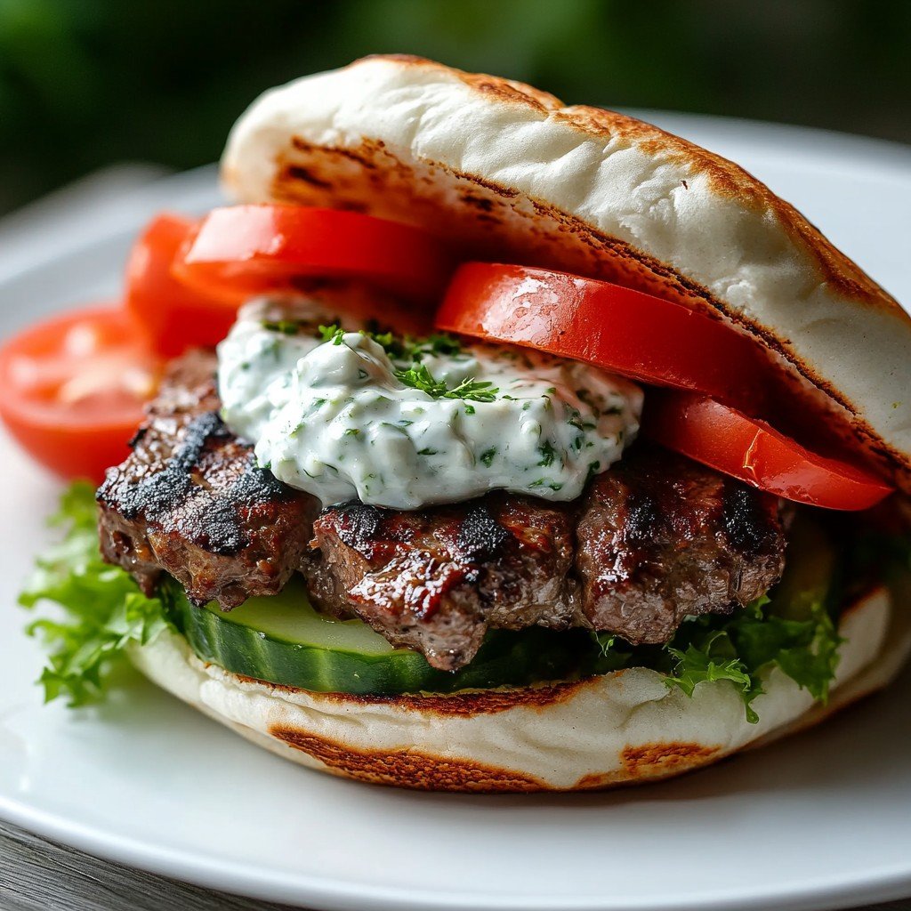 Greek Lamb Burger with Tzatziki and Cucumber