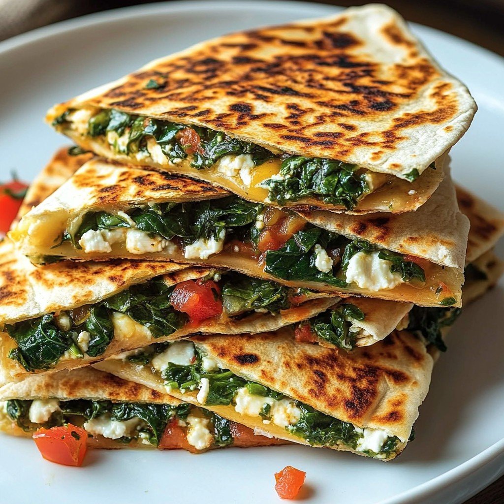 Mediterranean Spinach and Feta Quesadillas