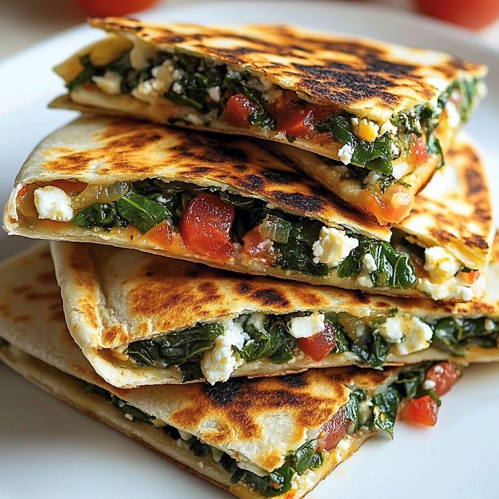 Mediterranean Spinach and Feta Quesadillas