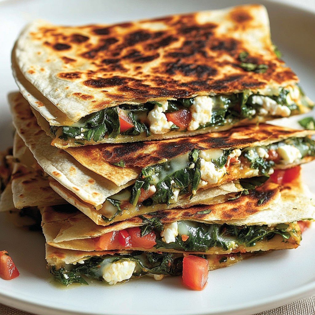 Mediterranean Spinach and Feta Quesadillas