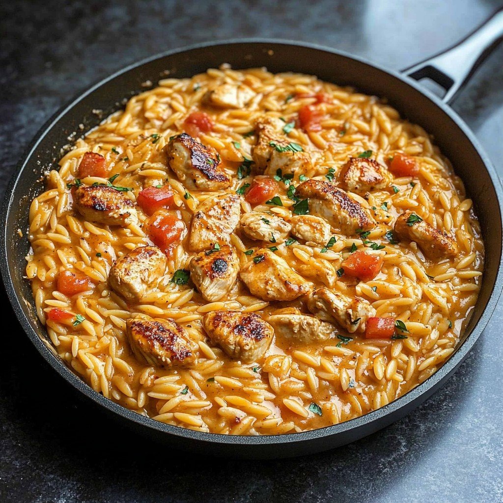 One Pot Cajun Chicken Alfredo Orzo