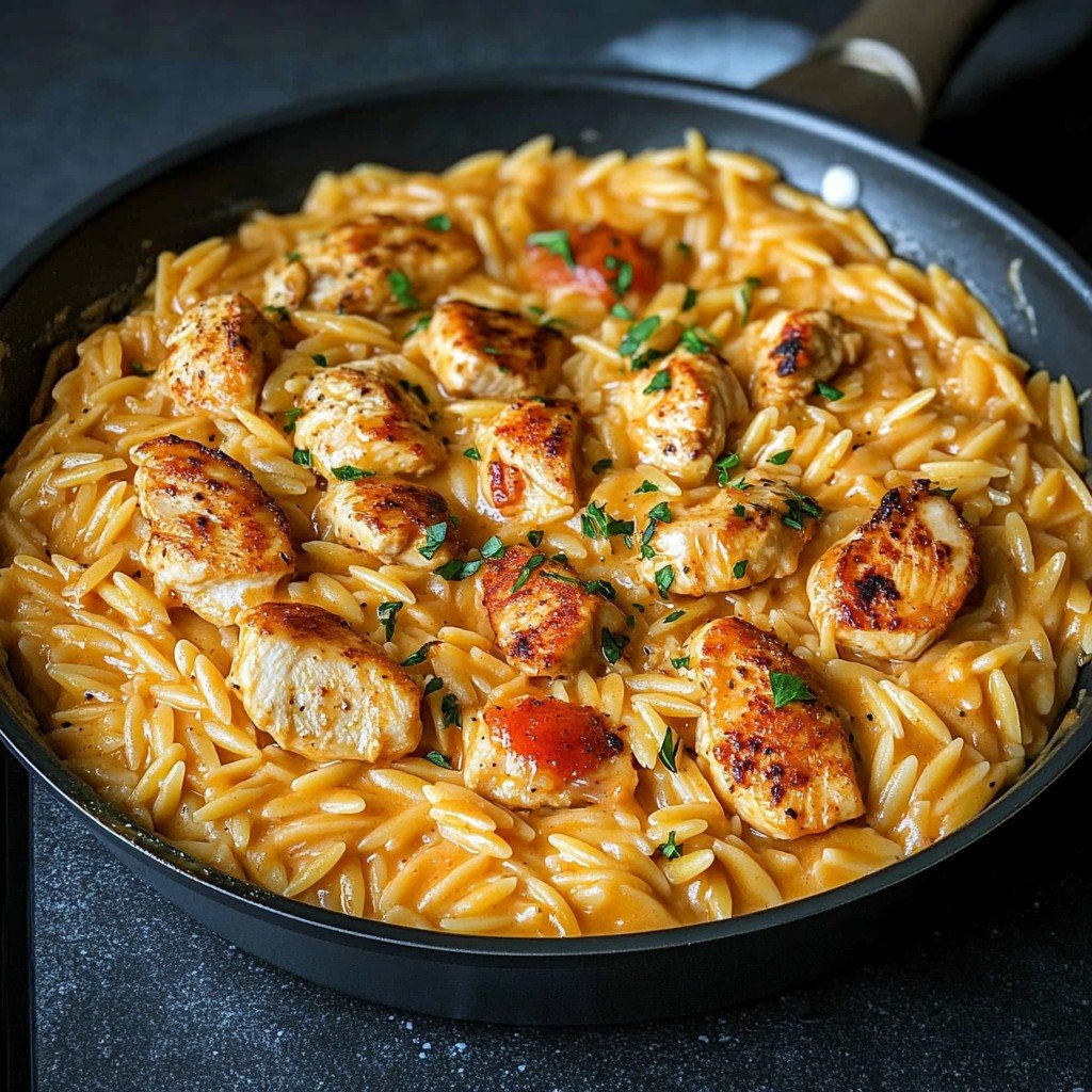 One Pot Cajun Chicken Alfredo Orzo