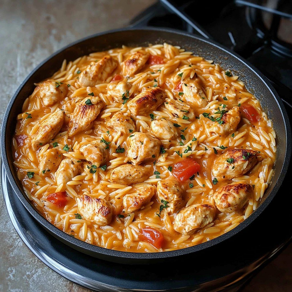 One Pot Cajun Chicken Alfredo Orzo