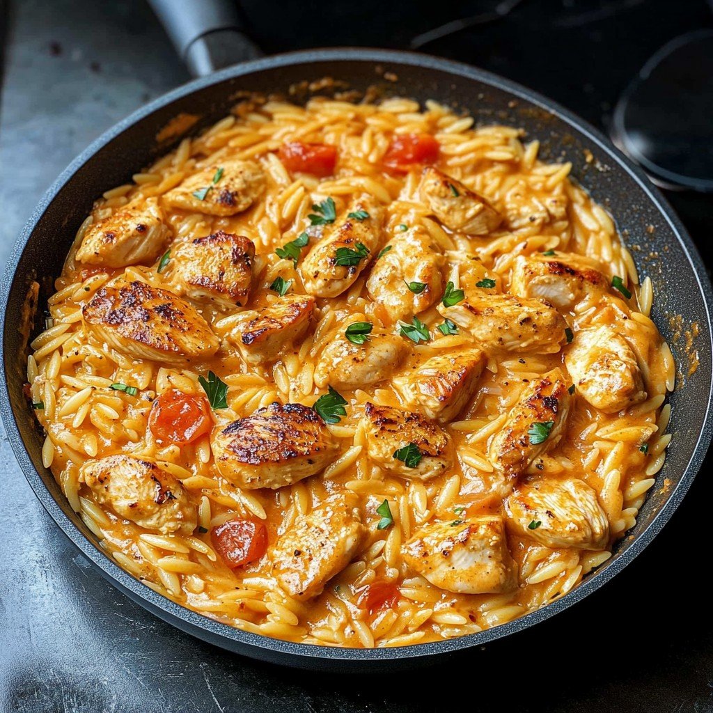 One Pot Cajun Chicken Alfredo Orzo