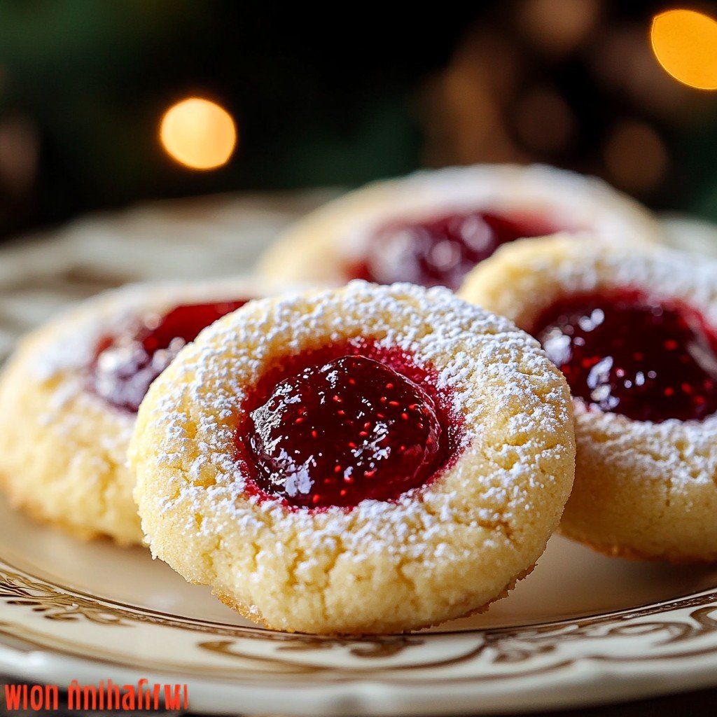 Raspberry Jam Christmas Thumbprint Cookies