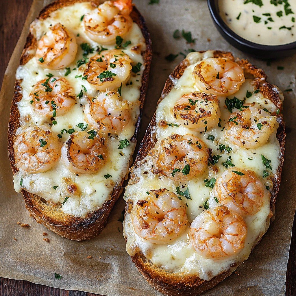 Shrimp Alfredo Garlic Bread