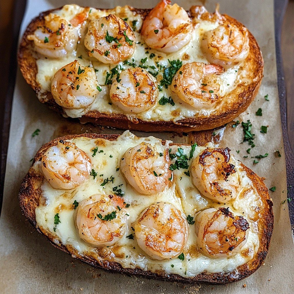 Shrimp Alfredo Garlic Bread