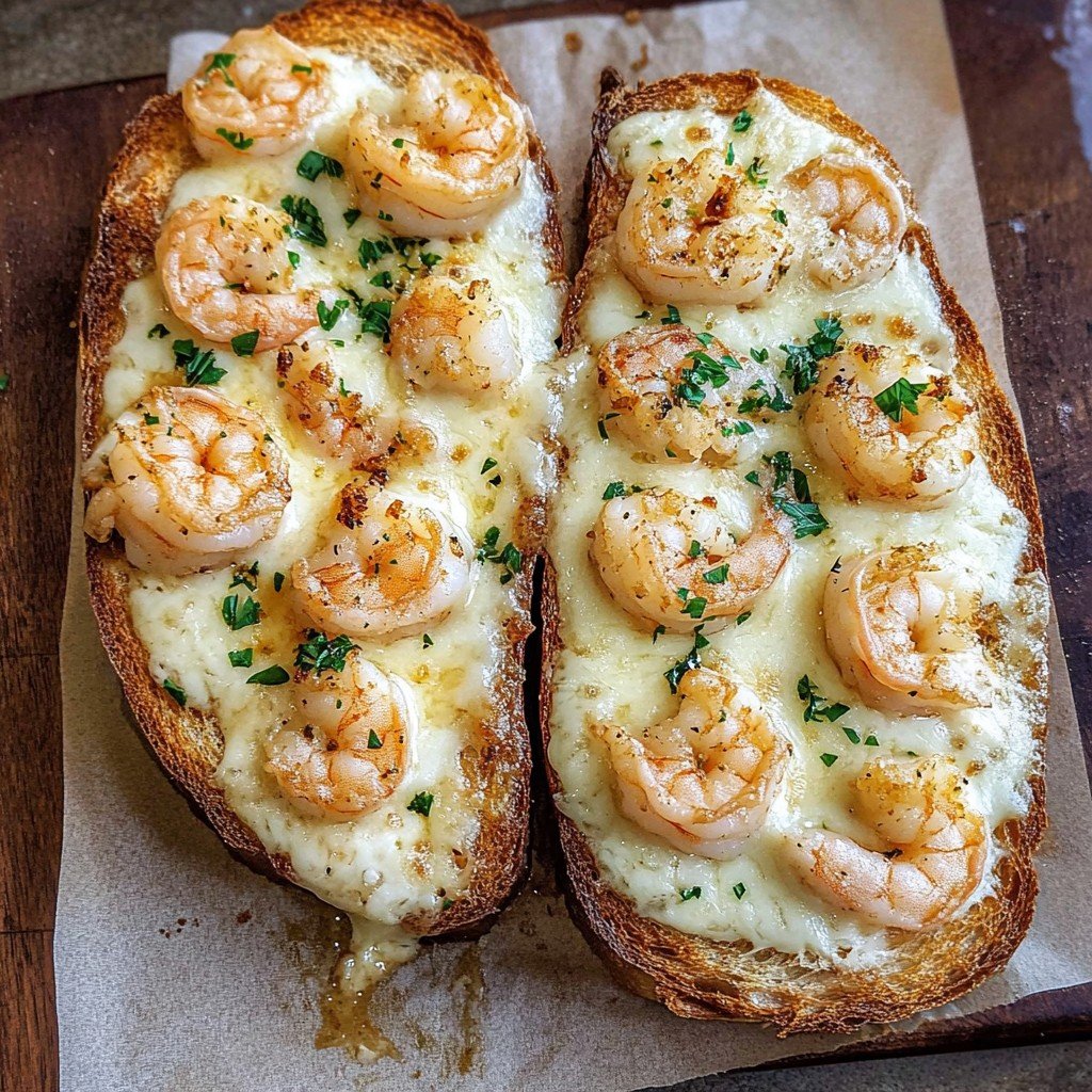 Shrimp Alfredo Garlic Bread